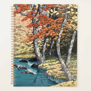 Japanischer Roter Ahorn Fluss Shin-hanga Poster Planer