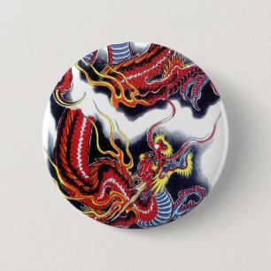 Japanischer Roter Drache Button