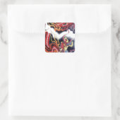 Japanischer Roter Drache Quadratischer Aufkleber (Tasche)