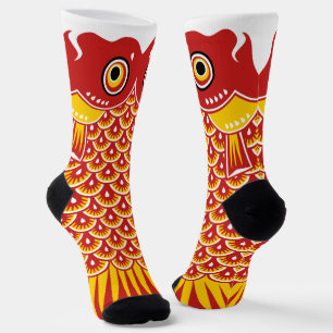 Japanischer roter Koinobori-Karpfenwimpel Socken