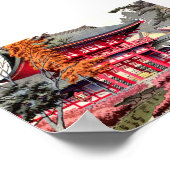 Japanischer roter Tempel Frühling Poster (Ecke)