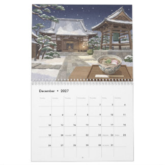Japanischer Saisontraditionen Washi-Kunst-Kalender Kalender