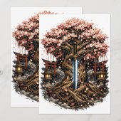 Japanischer Sakura-Baum & Katana Fantasy-Kunst Save The Date (Vorne/Hinten)