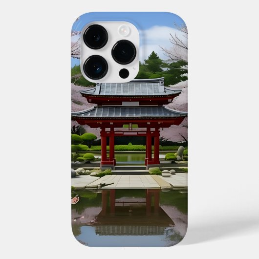 Japanischer Sakura Cherry Blossom Garden Shrine Po Case-Mate iPhone Hülle (Rückseite)