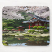 Japanischer Sakura Cherry Blossom Garden Shrine Po Mousepad (Vorne)