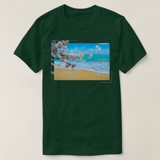 Japanischer Sakura Cherry Blossom Tree Beach T-Shirt (Design vorne)
