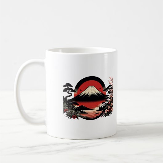 Japanischer Sakura Garden Cherry Blossom Mount Fuj Kaffeetasse (Links)