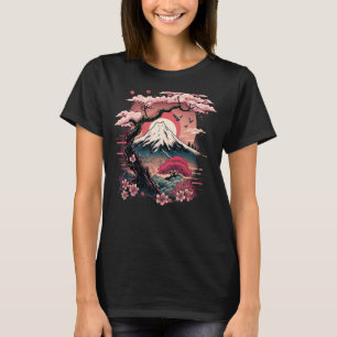 Japanischer Sakura Garden Geisha Mount Fuji Cherry T-Shirt