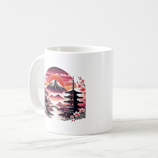 Japanischer Sakura Garden Mount Fuji Cherry Blosso Kaffeetasse (Vorderseite Links)