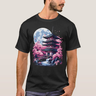 Japanischer Sakura-Garten Geisha Mount Fuji Kirsch T-Shirt