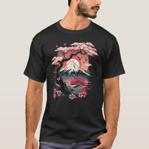 Japanischer Sakura-Garten Geisha Mount Fuji Kirsch T-Shirt
