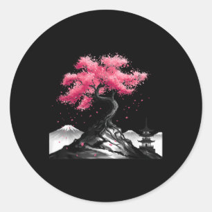 Japanischer Sakura Garten Japan Mount Fuji Cherry Runder Aufkleber