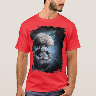 Japanischer Sakura Kirschblossom Baum auf dem Welt T-Shirt