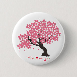 Japanischer Sakura-Kirschblüten Thunder_Cove Button