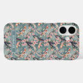 Japanischer Sakura-Koi-Fisch-Print Monogramm Case-Mate iPhone Hülle (Rückseite (Horizontal))