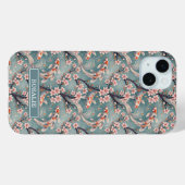 Japanischer Sakura-Koi-Fisch-Print Monogramm Case-Mate iPhone Hülle (Rückseite (Horizontal))