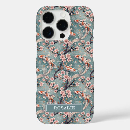 Japanischer Sakura-Koi-Fischdruck monogrammiert Case-Mate iPhone Hülle (Rückseite)