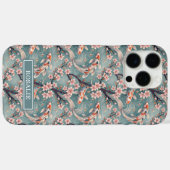 Japanischer Sakura-Koi-Fischdruck monogrammiert Case-Mate iPhone Hülle (Rückseite (Horizontal))
