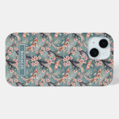 Japanischer Sakura-Koi-Fischdruck monogrammiert Case-Mate iPhone Hülle (Rückseite (Horizontal))
