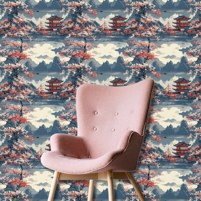 Japanischer Sakura Pagoda Berg Landschaft Tapete (Von Creator hochgeladen)