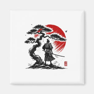 Japanischer Samurai Aikido Baum des Lebens Frieden Magnet