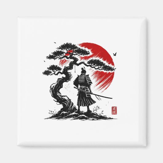 Japanischer Samurai Aikido Baum des Lebens Frieden Magnet (Vorne)