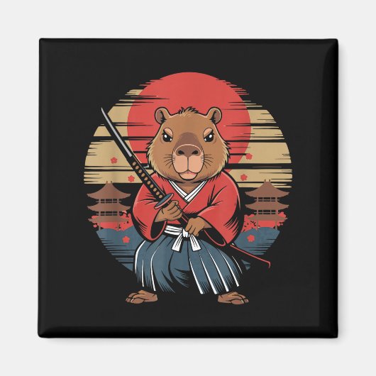 Japanischer Samurai Capybara Magnet (Vorne)