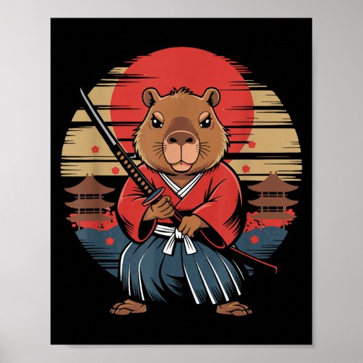 Japanischer Samurai Capybara Poster (Vorne)