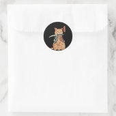 Japanischer Samurai Cat Classic Round Sticker (Tasche)