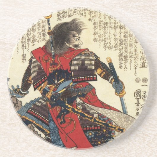 Japanischer Samurai-coole orientalische klassische Sandstein Untersetzer (Vorne)