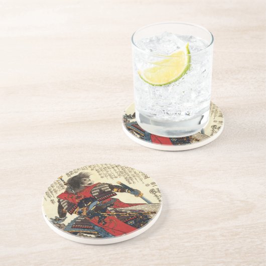 Japanischer Samurai-coole orientalische klassische Sandstein Untersetzer (Seite)