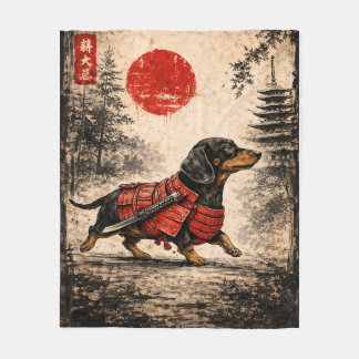 Japanischer Samurai-Dachshund-Hund Vintage-Tinte-K Fleecedecke