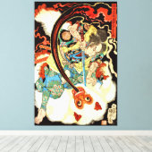 Japanischer Samurai, der Affe bekämpfen Leinwanddruck (Insitu (Holzboden))