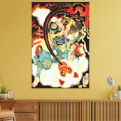 Japanischer Samurai, der Affe bekämpfen Leinwanddruck (Insitu (Wohnzimmer))