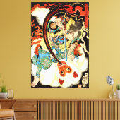 Japanischer Samurai, der Affe bekämpfen Leinwanddruck (Insitu (Wohnzimmer))