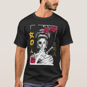 Japanischer Samurai Floral Krieger Geisha Frau Tok T-Shirt
