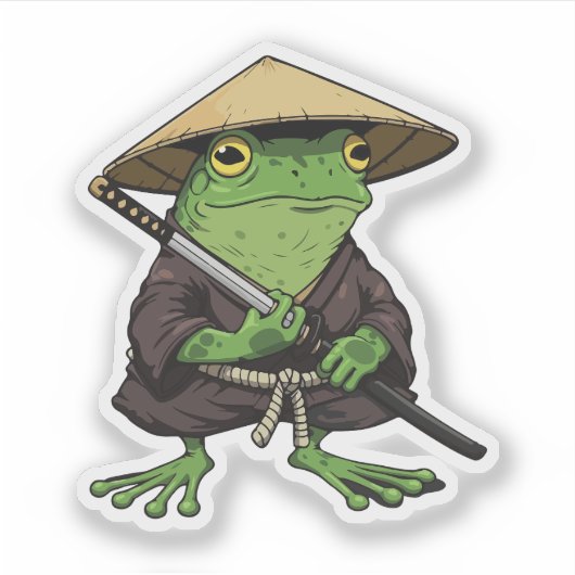 Japanischer Samurai-Frosch Aufkleber (Vorderseite)