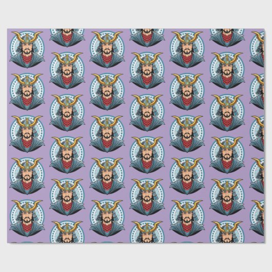 Japanischer Samurai Geschenkpapier (Flach)