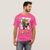Japanischer Samurai Kampfkrieger Funny Comic Frosc T-Shirt (Vorne ganz)