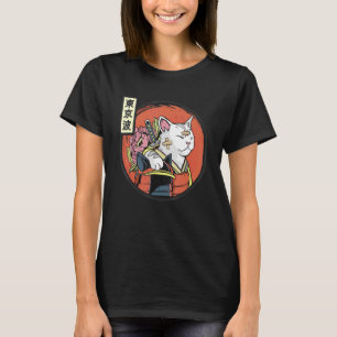 Japanischer Samurai-Katze Japan Ästhetik Sonnenfla T-Shirt