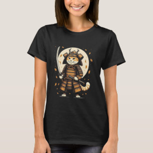 Japanischer Samurai-Katzenkrieger Retro-Ninja-Männ T-Shirt