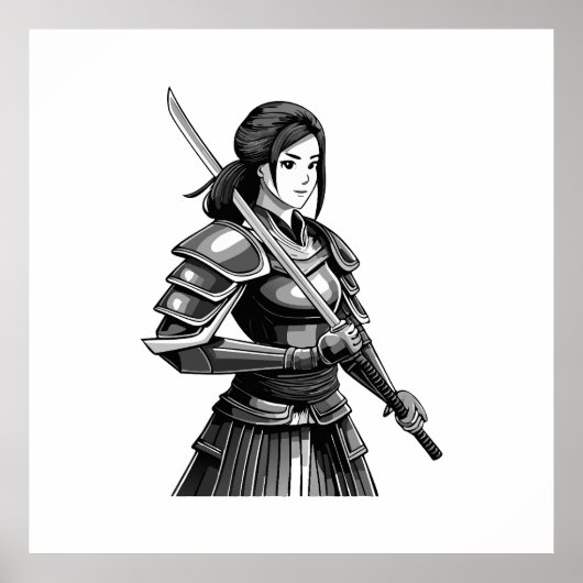 Japanischer Samurai-Krieger - Frau Poster (Vorne)