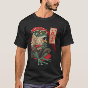 Japanischer Samurai-Krieger-Frosch-Ästhetik-Pilz-H T-Shirt