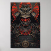Japanischer Samurai-Krieger in Red Face Armor Post Poster (Vorne)