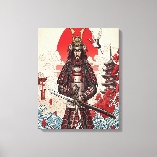 Japanischer Samurai-Krieger Leinwanddruck (Vorderseite)