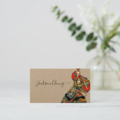 Japanischer Samurai Krieger mit Schwert Kraft Visitenkarte (Stehend Vorderseite)