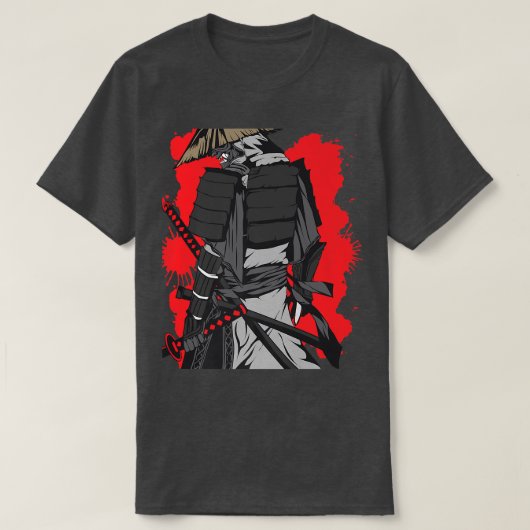 Japanischer Samurai Krieger mit Schwert und Bushid T-Shirt (Design vorne)