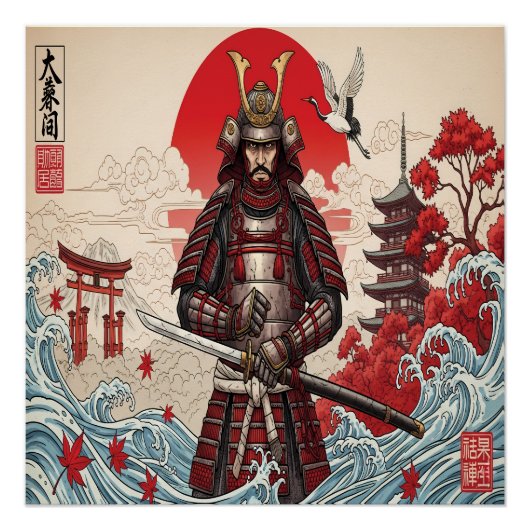 Japanischer Samurai-Krieger Poster (Vorderseite)