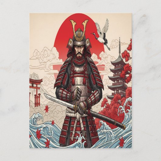Japanischer Samurai-Krieger Postkarte (Vorderseite)