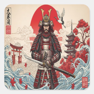 Japanischer Samurai-Krieger Quadratischer Aufkleber